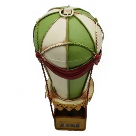 Dekoratif Metal Sıcak Hava Balonu - Yeşil