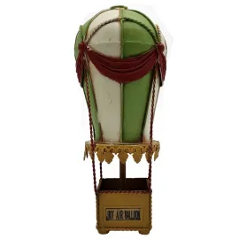 Dekoratif Metal Sıcak Hava Balonu - Yeşil
