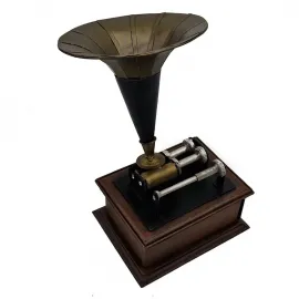 Çekmeceli Metal Nostaljik Gramofon Biblo