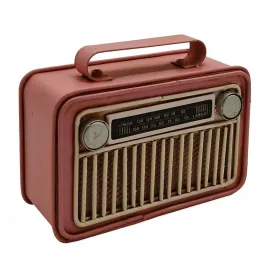 Dekoratif Nostaljik Metal Mini Radyo Biblo - Pembe