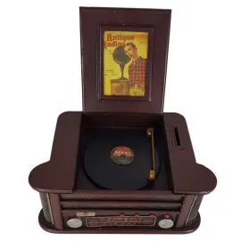 Dekoratif Vintage Radyo ve Plakçalar - Kumbaralı ve Çerçeveli