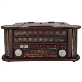 Dekoratif Vintage Radyo ve Plakçalar - Kumbaralı ve Çerçeveli