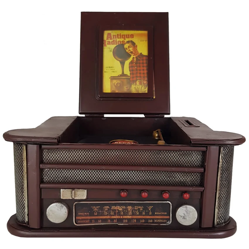 Dekoratif Vintage Radyo ve Plakçalar - Kumbaralı ve Çerçeveli