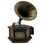 Dekoratif Vintage Çekmeceli Metal Gramofon Biblo