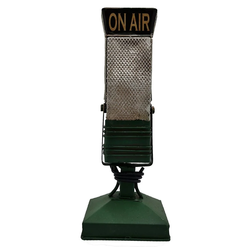 Dekoratif Nostaljik Vintage Metal DJ Mikrofon Biblo