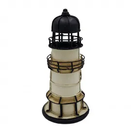 Dekoratif Metal Deniz Feneri Heykeli - Vintage Temalı Masa Üstü Süs