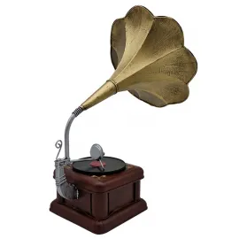 Dekoratif Metal Vintage Gramofon Biblo