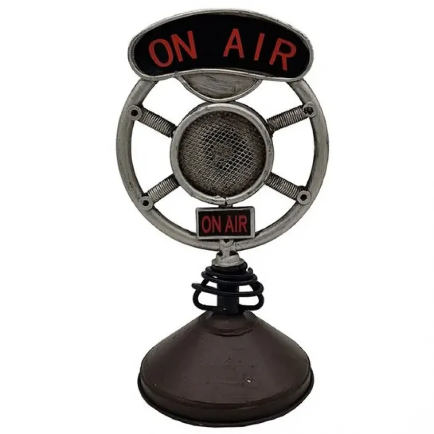Dekoratif Metal Vintage Radyo Mikrofon Biblo