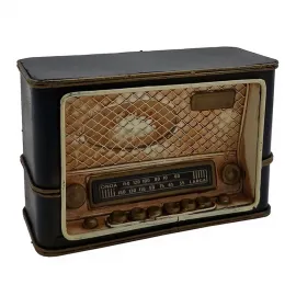 Dekoratif Vintage Metal Mini Radyo Biblo - Siyah
