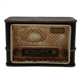 Dekoratif Vintage Metal Mini Radyo Biblo - Siyah