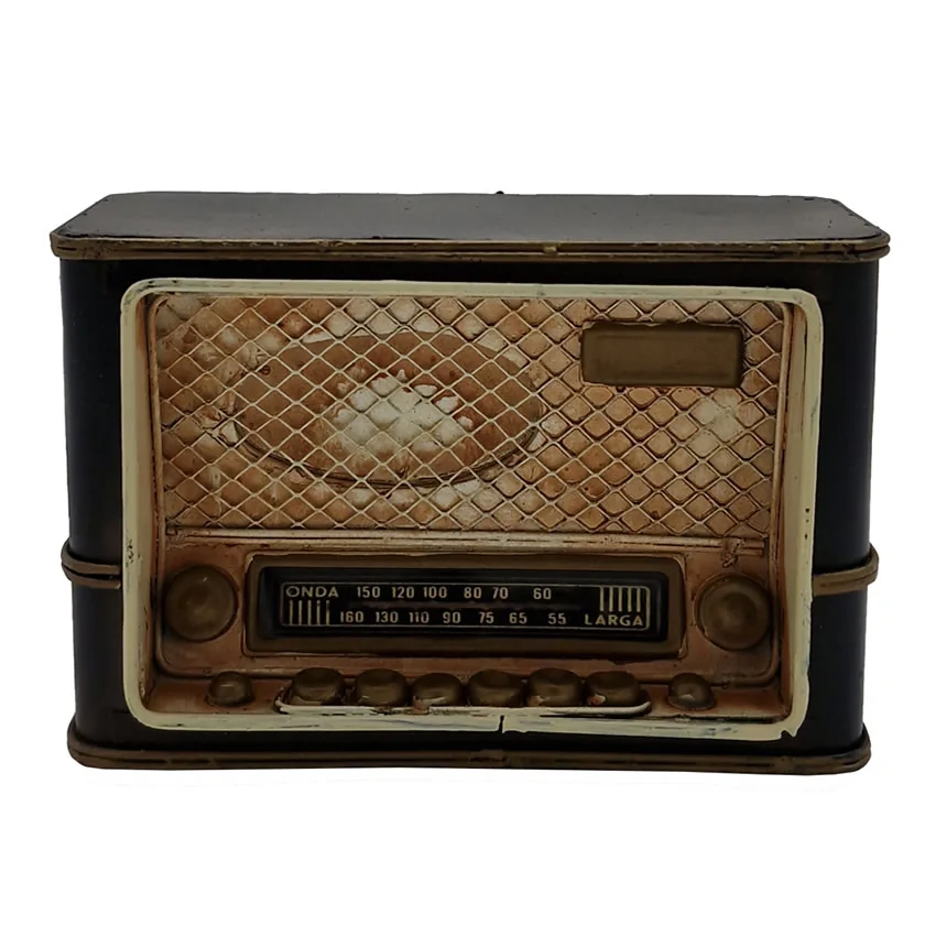 Dekoratif Vintage Metal Mini Radyo Biblo - Siyah