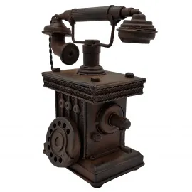 El Yapımı Vintage Metal Telefon Kumbara Antik Dekor Biblo
