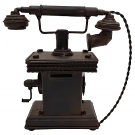El Yapımı Vintage Metal Telefon Kumbara Antik Dekor Biblo