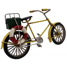 Vintage Sarı Metal Bisiklet Biblo Can Simitli Dekoratif Masa Üstü Aksesuarı