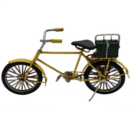 Vintage Sarı Metal Bisiklet Biblo Can Simitli Dekoratif Masa Üstü Aksesuarı