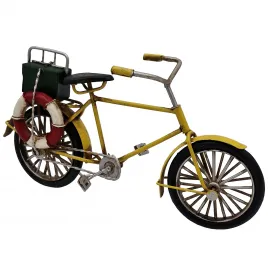 Vintage Sarı Metal Bisiklet Biblo Can Simitli Dekoratif Masa Üstü Aksesuarı