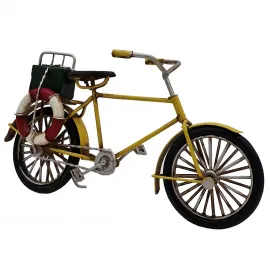 Vintage Sarı Metal Bisiklet Biblo Can Simitli Dekoratif Masa Üstü Aksesuarı