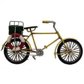 Vintage Sarı Metal Bisiklet Biblo Can Simitli Dekoratif Masa Üstü Aksesuarı