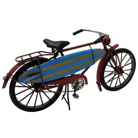 Nostaljik Dekoratif Sörf Tahtalı Metal Bisiklet Biblo - Çalışma Masası, Kitaplık Dekorasyonu