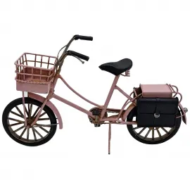 Nostaljik Pembe Dekoratif Metal Bisiklet - Ev ve Ofis Dekorasyonu
