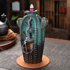 Kaktüs Seramik Buhurdanlık Geri Akışlı Tütsülük (Büyük Boy)