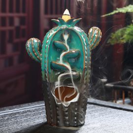 Kaktüs Seramik Buhurdanlık Geri Akışlı Tütsülük (Büyük Boy)