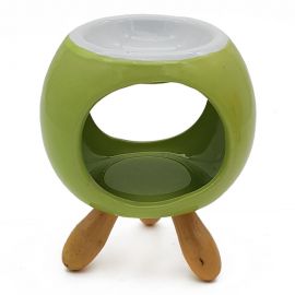 Ahşap Ayaklı Oval Seramik Buhurdanlık 3 Renk