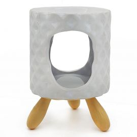 Ahşap Ayaklı Desenli Seramik Buhurdanlık 3 Renk