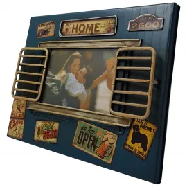 Retro Restoran Temalı Metal Pencere Panjur Fotoğraf Çerçevesi