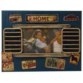 Retro Restoran Temalı Metal Pencere Panjur Fotoğraf Çerçevesi