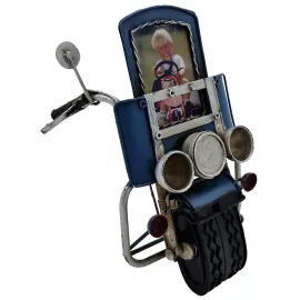 Vintage Metal Motosiklet Tasarımlı Masaüstü Fotoğraf Çerçevesi - Retro Hediye