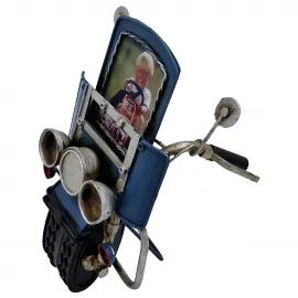 Vintage Metal Motosiklet Tasarımlı Masaüstü Fotoğraf Çerçevesi - Retro Hediye