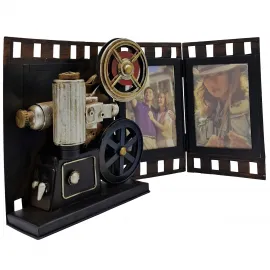 Vintage Metal Film Projektörü ve Film Şeridi Tasarımlı Masaüstü Fotoğraf Çerçevesi