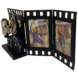 Vintage Metal Film Projektörü ve Film Şeridi Tasarımlı Masaüstü Fotoğraf Çerçevesi