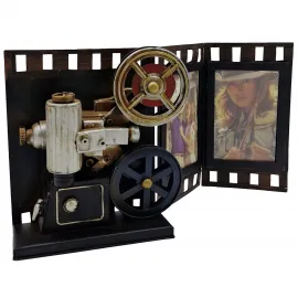 Vintage Metal Film Projektörü ve Film Şeridi Tasarımlı Masaüstü Fotoğraf Çerçevesi