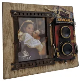 Vintage Kamera Tasarımlı Ahşap Metal Fotoğraf Çerçevesi - "Seagull"