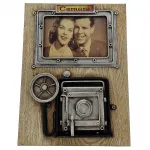 Vintage Fotoğraf Makinesi Tasarımlı Ahşap Metal Fotoğraf Çerçevesi