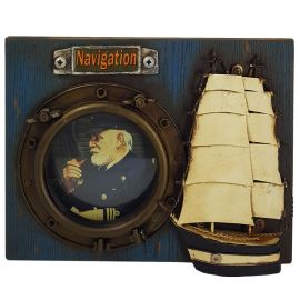 Gemi ve Kaptan Temalı Ahşap-Metal Fotoğraf Çerçevesi