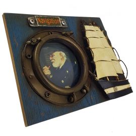 Gemi ve Kaptan Temalı Ahşap-Metal Fotoğraf Çerçevesi