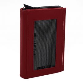 Kişiye Özel Hakiki Deri Mekanizmalı Bayan Kartlık Cüzdan - Kırmızı