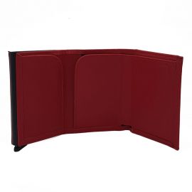 Kişiye Özel Hakiki Deri Mekanizmalı Bayan Kartlık Cüzdan - Kırmızı