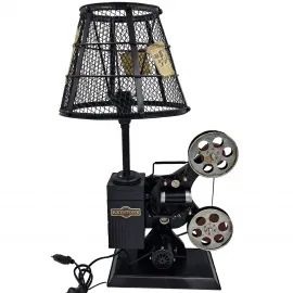El Yapımı Dekoratif Metal Retro Sinema Projektör Abajur