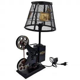 El Yapımı Dekoratif Metal Retro Sinema Projektör Abajur El Yapımı Dekoratif Metal Retro Sinema Projektör Abajur