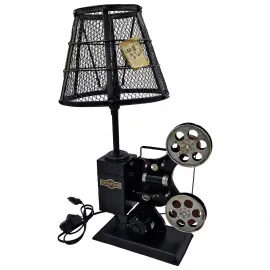 El Yapımı Dekoratif Metal Retro Sinema Projektör Abajur El Yapımı Dekoratif Metal Retro Sinema Projektör Abajur