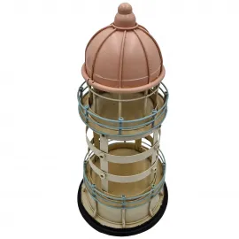 Vintage Esintili Metal Deniz Feneri El Yapımı Biblo - Marin Temalı Dekoratif Ev ve Ofis Masa Üstü Obje