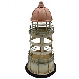 Vintage Esintili Metal Deniz Feneri El Yapımı Biblo - Marin Temalı Dekoratif Ev ve Ofis Masa Üstü Obje