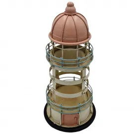 Vintage Esintili Metal Deniz Feneri El Yapımı Biblo - Marin Temalı Dekoratif Ev ve Ofis Masa Üstü Obje