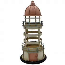 Vintage Esintili Metal Deniz Feneri El Yapımı Biblo - Marin Temalı Dekoratif Ev ve Ofis Masa Üstü Obje