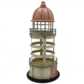 Vintage Esintili Metal Deniz Feneri El Yapımı Biblo - Marin Temalı Dekoratif Ev ve Ofis Masa Üstü Obje