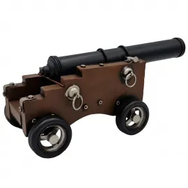 Dekoratif Antika Top Arabası - Metal El Yapımı Ofis Dekoru - Ev Aksesuarı